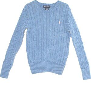 Ralph Lauren Crew Neck Cable Knit Sweater w/Pink Ralph Lauren Logo - Med…